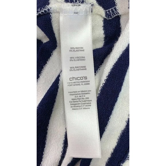 Chico's Zenergy Blue Striped Open Cardigan Sweater Size 2 Large - Picture 8 of 10